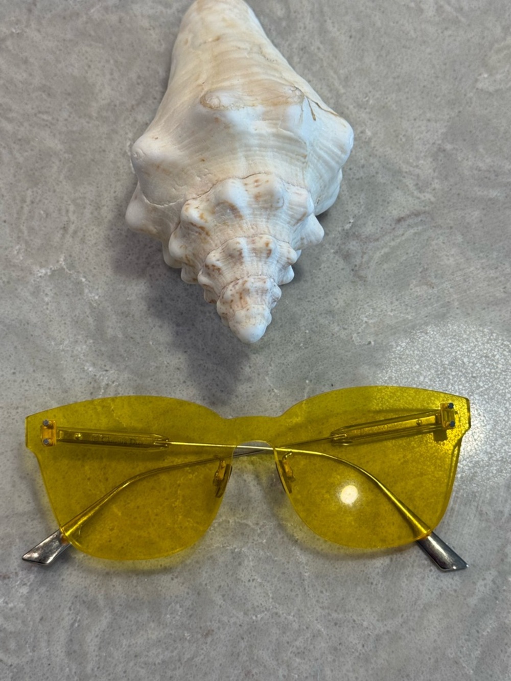 Dior Yellow Rimless Cat-Eye Sunglasses